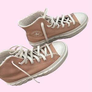 Fleece Lined Converse High-Top Sneakers in Blush